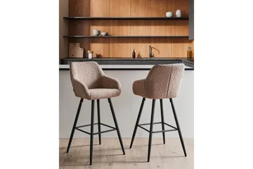 Barstol Casmalia sett av 2 Beige/svart - Beige/svart - Møbler - Stoler - Barstol