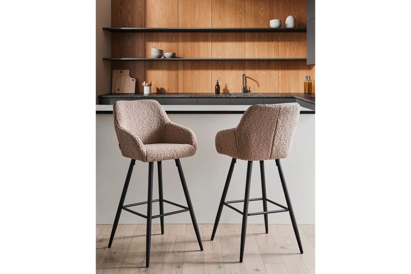 Barstol Casmalia sett av 2 Beige/svart - Beige/svart - Møbler - Stoler - Barstol