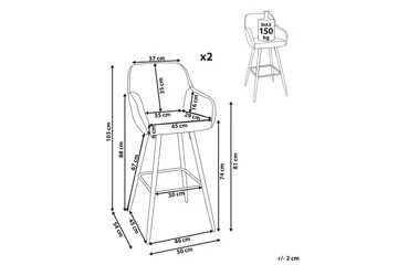Barstol Casmalia sett av 2 Beige/svart - Beige/svart - Møbler - Stoler - Barstol