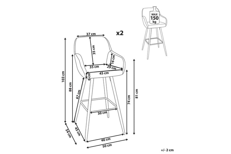 Barstol Casmalia sett av 2 Beige/svart - Beige/svart - Møbler - Stoler - Barstol