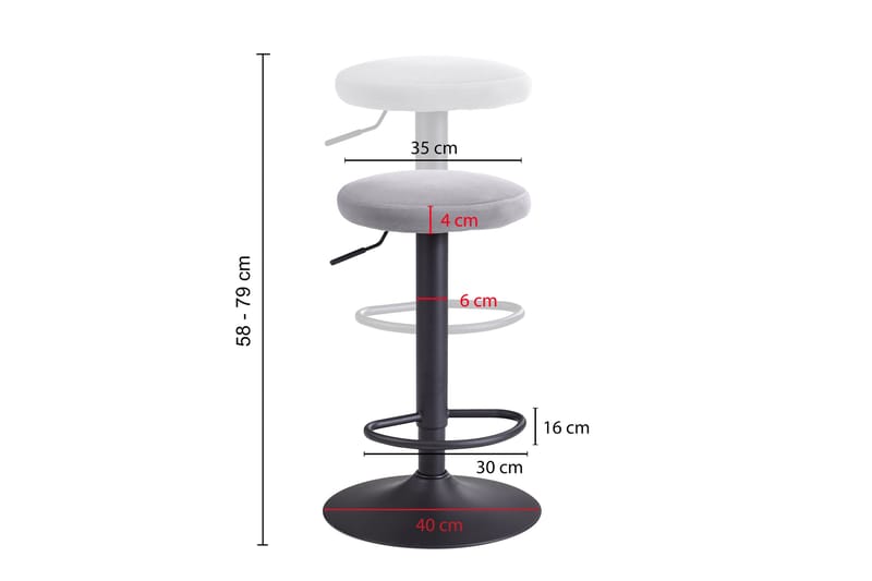 Barstol Clanton - Lysegrå/Svart - Barstol
