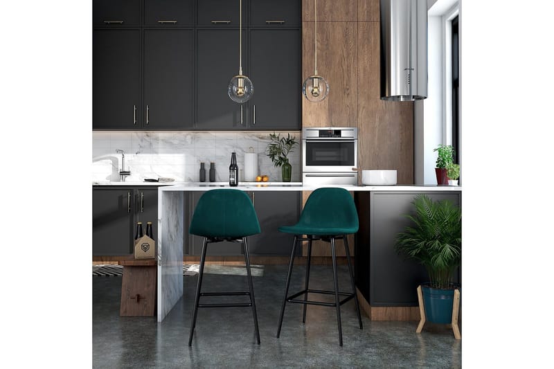 Calvin Barstol Grønn/Fløyel - Dorel Home - Møbler - Stoler - Barstol