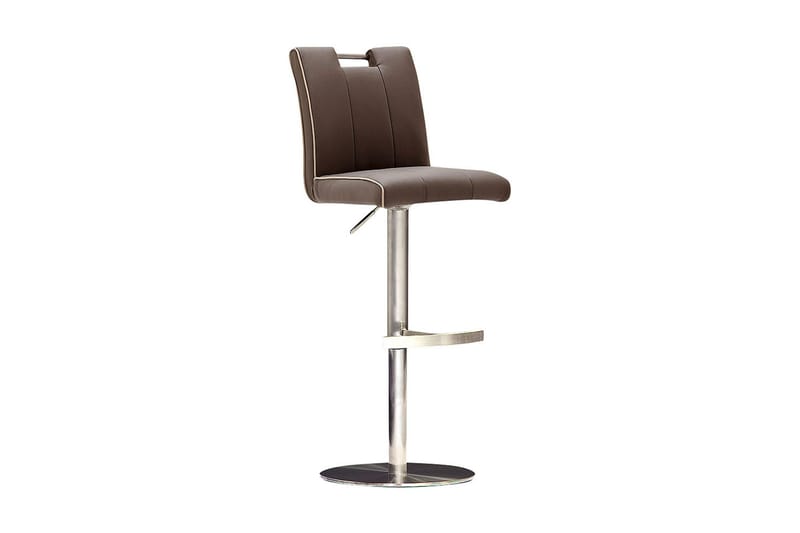 Navajo Barstol Rund Fot Kunstlær, Brun/Stål