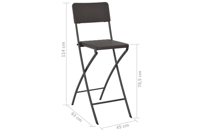 Sammenleggbare barstoler 2 stk HDPE og stål brun rottingstil - Grå|Svart - Barstol