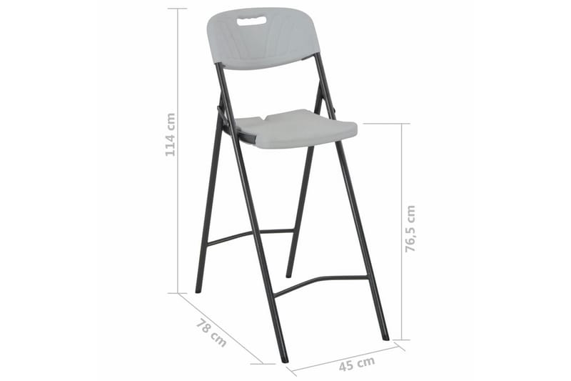 Sammenleggbare barstoler 2 stk HDPE og stål hvit - Grå|Hvit - Barstol