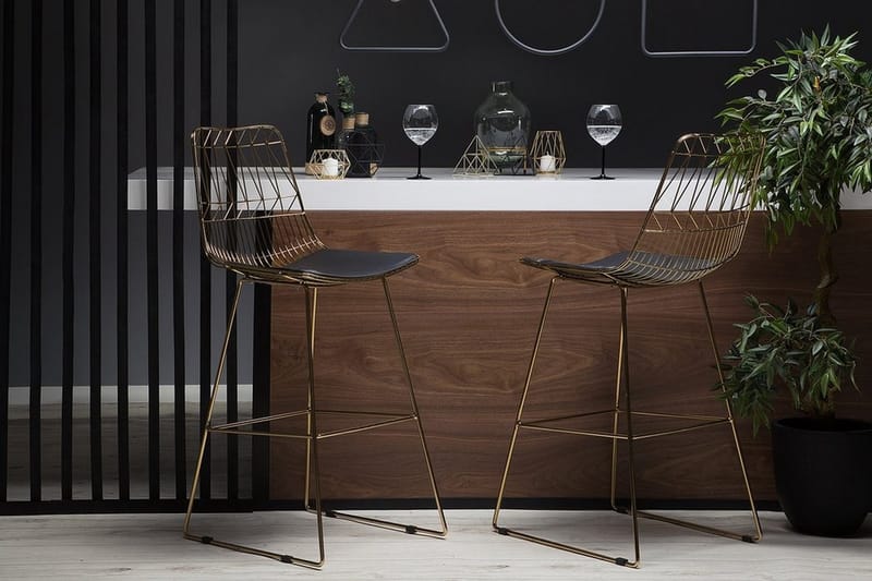 Set med 2 barstolar PRESTON Metall Guld 48cm - Gull - Møbler - Stoler - Barstol