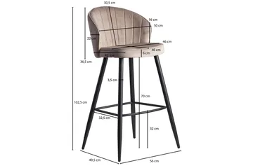 Willowdale Barstol med Ryggstøtte - Kremhvit/Svart - Møbler - Stoler - Barstol