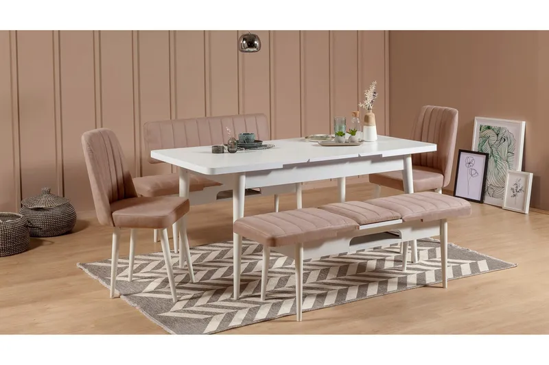 Valsot Sittebenk 110 cm - Hvit/Grå - Møbler - Stoler - Benk - Benk med ryggstøtte