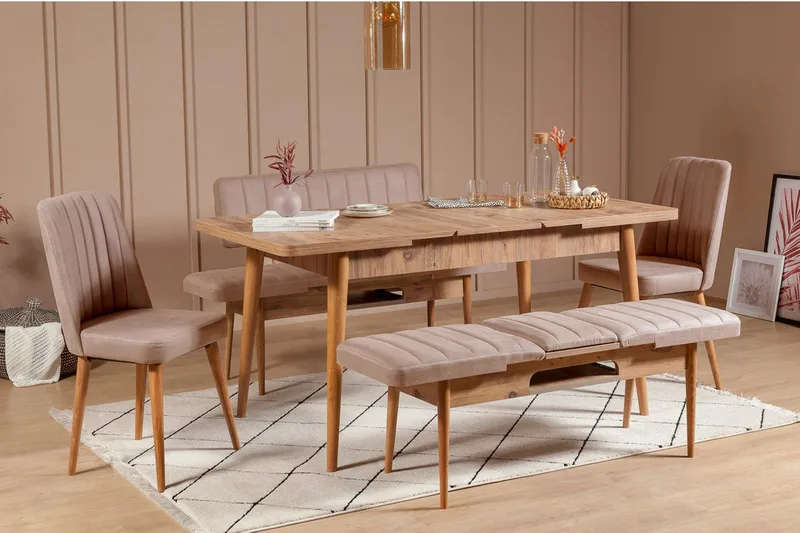 Valsot Sittebenk 110 cm - tre/natur/Grå - Møbler - Stoler - Benk - Benk med ryggstøtte