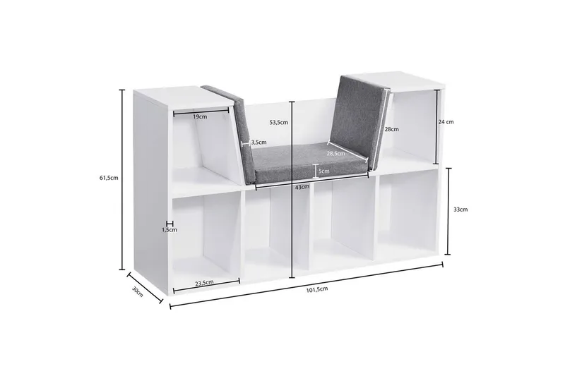 Benke Wohnling Melaminbelagt Sponplate Polstret Sitteplass Oppbevaringsplass Moderne - Møbler - Stoler - Benk - Benk med ryggstøtte