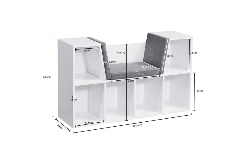 Benke Wohnling Melaminbelagt Sponplate Polstret Sitteplass Oppbevaringsplass Moderne - Møbler - Stoler - Benk - Benk med ryggstøtte