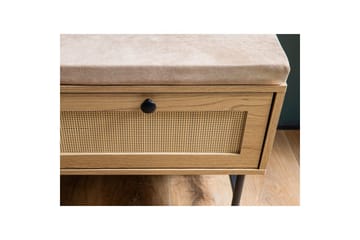 Benke Wohnling Tekstiltrukket Sitteplass Med 2 Skuffer i Rattan-utseende Eikedekor - Møbler - Stoler - Benk