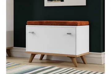 Cheshunt Sittebenk med Oppbevaring - Hvit/Eik - Møbler - Stoler - Benk - Sittebenk med oppbevaring