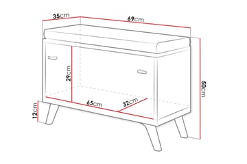 Cheshunt Sittebenk med Oppbevaring - Hvit/Eik - Møbler - Stoler - Benk - Sittebenk med oppbevaring