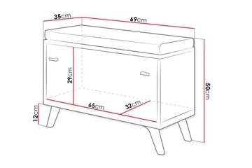 Cheshunt Sittebenk med Oppbevaring - Hvit/Eik - Møbler - Stoler - Benk - Sittebenk med oppbevaring
