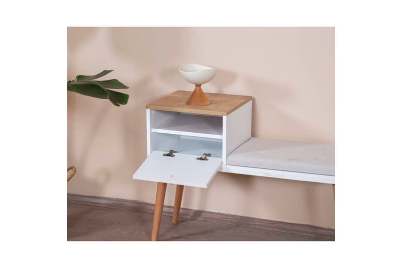 Benk Hvit / Eik - Hvit - Møbler - Stoler - Krakk