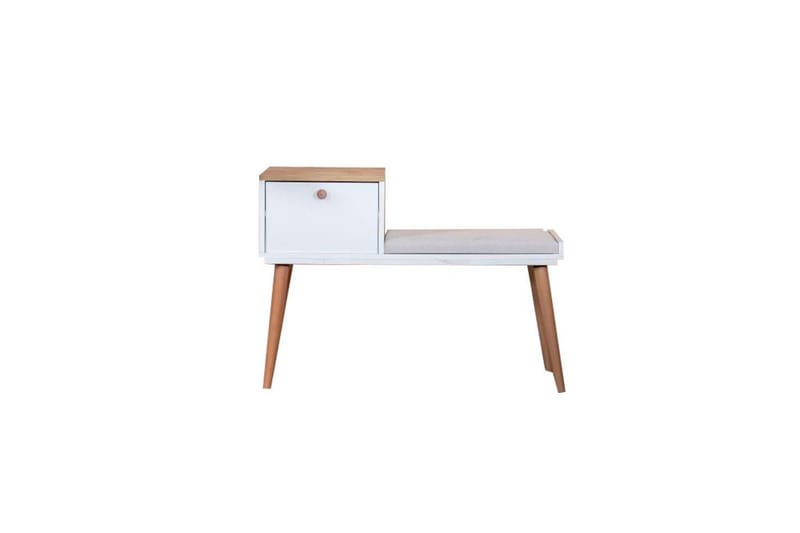 Benk Hvit / Eik - Hvit - Møbler - Stoler - Krakk