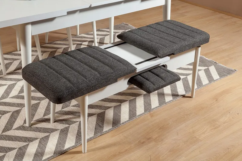 Idehult Benk 51 cm - Hvit / Antrasitt - Møbler - Stoler - Benk - Benk med ryggstøtte