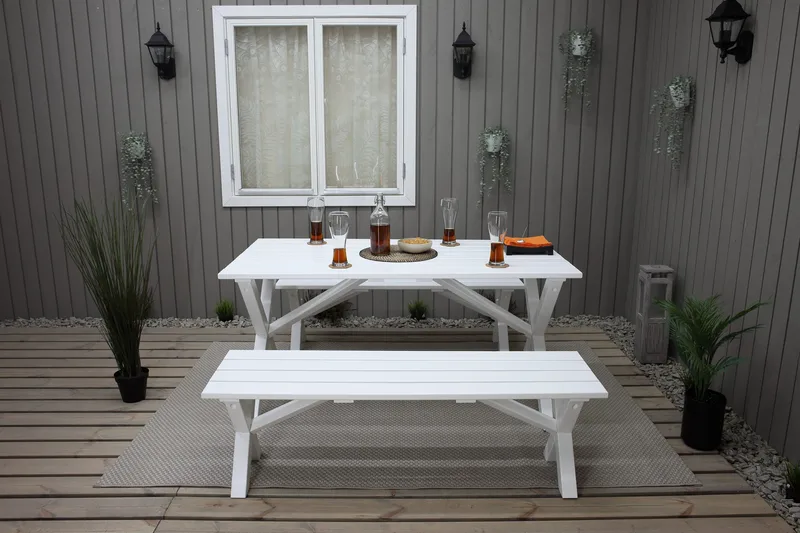 Scottsdale Sittebenk 140 cm Hvit - KWA - Møbler - Stoler - Benk