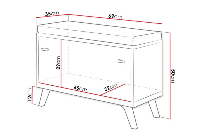 Sittebenk Egremount med Oppbevaring - Hvit/Eik - Møbler - Stoler - Benk - Sittebenk med oppbevaring