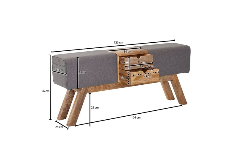 Sittebenk Kolanda 120 cm - Brun - Benk - Gangbenk