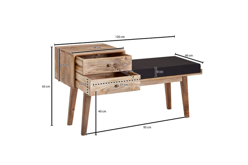 Sittebenk Kolanda 120 cm - Brun - Benk - Gangbenk