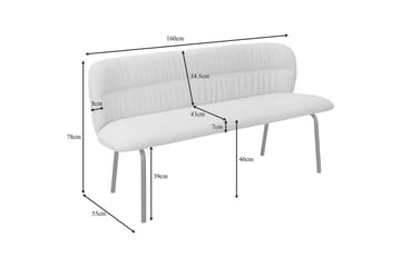 Spisebenk Casey Antrasitt - Antrasitt - Møbler - Stoler - Benk - Benk med ryggstøtte