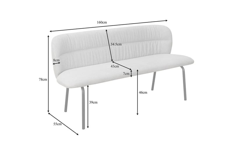 Spisebenk Casey Antrasitt - Antrasitt - Møbler - Stoler - Benk - Benk med ryggstøtte