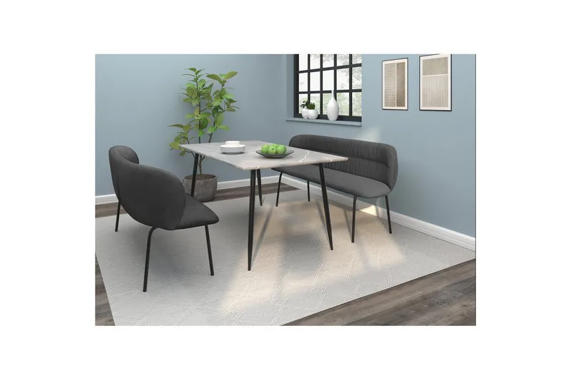 Spisebenk Casey Grå - Grå - Møbler - Stoler - Benk - Benk med ryggstøtte