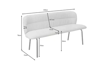 Spisebenk Casey Grå - Grå - Møbler - Stoler - Benk - Benk med ryggstøtte