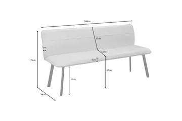 Spisebenk Taylor Krem - Krem - Møbler - Stoler - Benk - Benk med ryggstøtte