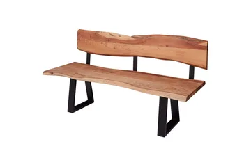 Spisestuebenk Wohnling Heltre tre kant med metallben landstil Med ryggstøtte, 160 cm - Med ryggstøtte, 160 cm - Møbler - Stoler - Benk - Benk med ryggstøtte