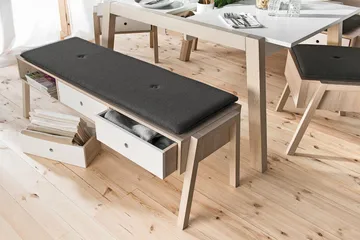 SPOT Benk med Oppbevaring Tre / Natur / Hvit - VOX - Møbler - Stoler - Benk - Sittebenk med oppbevaring