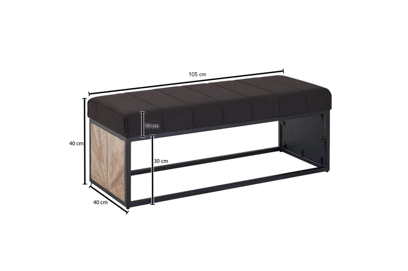 Tultered Sittebenk 105 cm - Svart - Møbler - Stoler - Benk