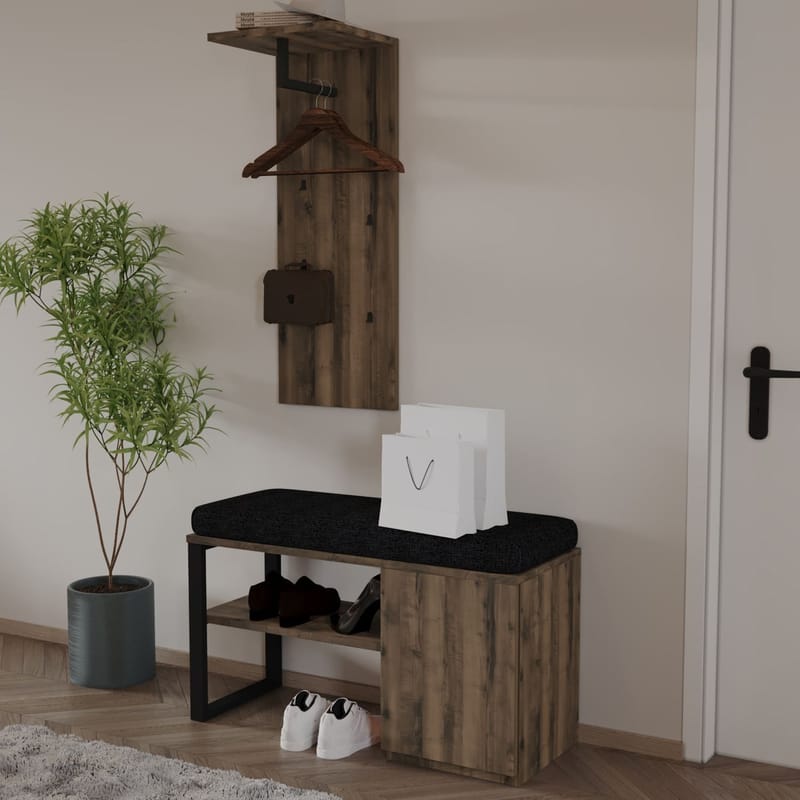 Uniqo Hallstativsett 35x90x35 cm - Antikk valnøtt - Møbler - Stoler - Benk