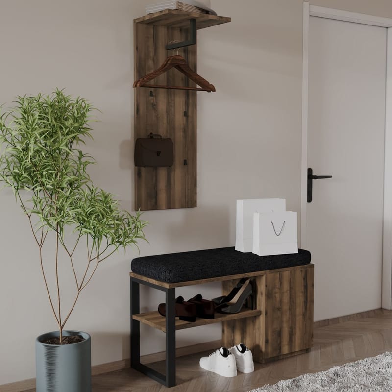 Uniqo Hallstativsett 35x90x35 cm - Antikk valnøtt - Møbler - Stoler - Benk
