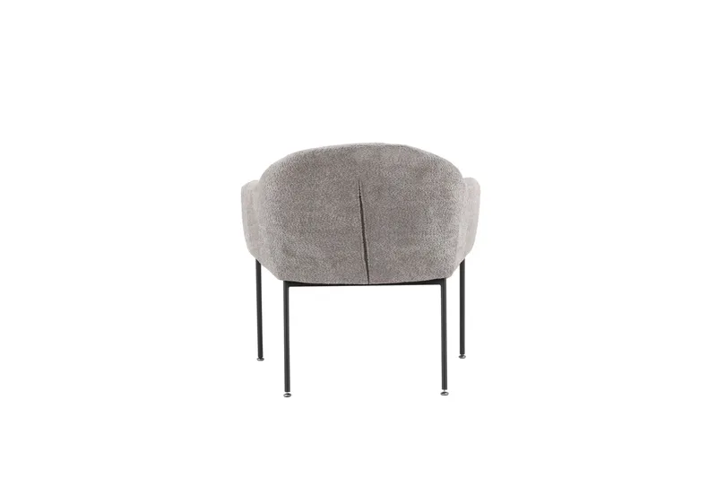 Catania Moderne Rund Lenestol i Bouclé med Metallben - Grå - Møbler - Stoler - Lenestoler