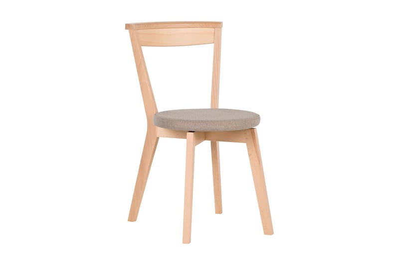 Chair Spisestol i Stoff og Lyst Tre, Gråbeige