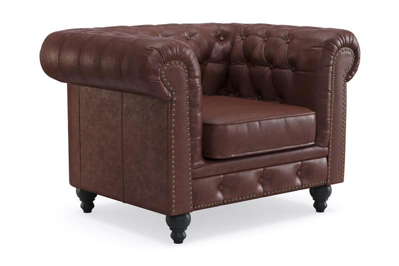 Chesterfield Deluxe Lenestol - Mørk brun - Møbler - Stoler - Lenestoler