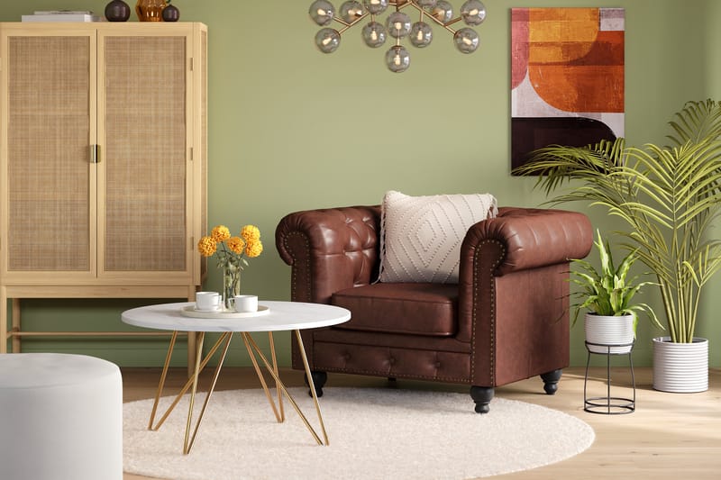 Chesterfield Deluxe Lenestol - Mørk brun - Møbler - Stoler - Lenestoler