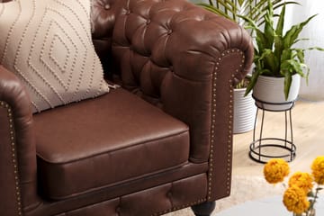 Chesterfield Deluxe Lenestol - Mørk brun - Møbler - Stoler - Lenestoler