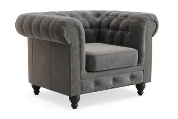 Chesterfield Deluxe Lenestol - Mørkegrå - Møbler - Stoler - Lenestoler