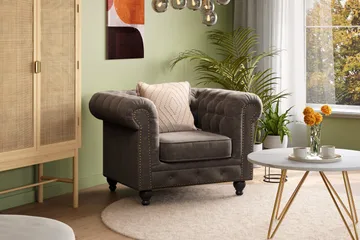 Chesterfield Deluxe Lenestol - Mørkegrå - Møbler - Stoler - Lenestoler