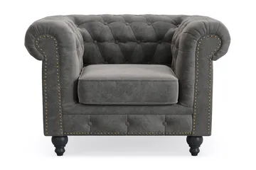 Chesterfield Deluxe Lenestol - Mørkegrå - Møbler - Stoler - Lenestoler