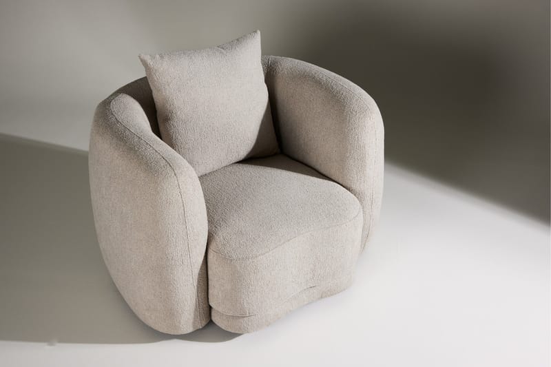 Cielo Modern Rund Lenestol i Stoff - Beige - Møbler - Stoler - Lenestoler