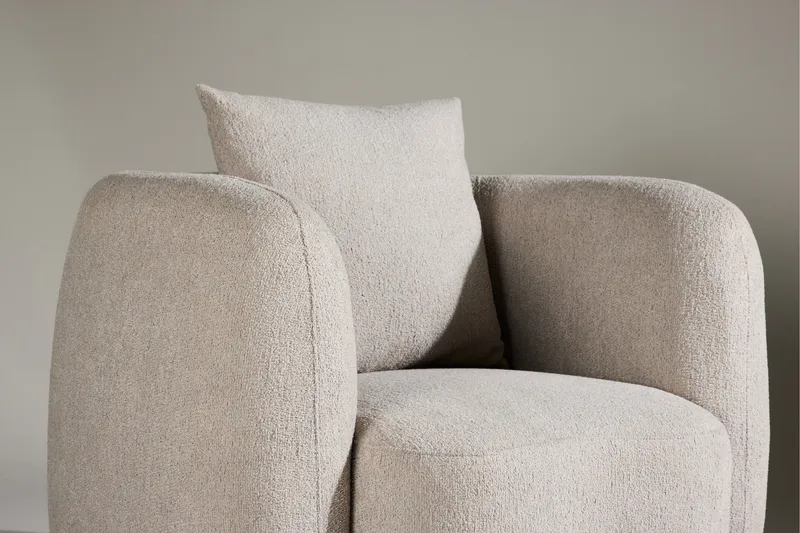 Cielo Modern Rund Lenestol i Stoff - Beige - Møbler - Stoler - Lenestoler