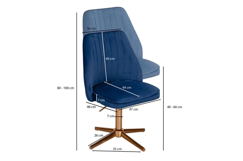 Clanton Kontorstol - Mørkeblå/Gull - Kontorstol & skrivebordsstol