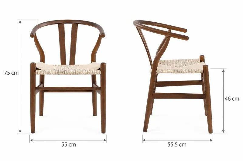 Dastoori Spisestol med Armlene i Bøketre med Valnøttutseende med Flettet Sete - Lysebeige - Møbler - Stoler - Spisestuestoler & kjøkkenstoler