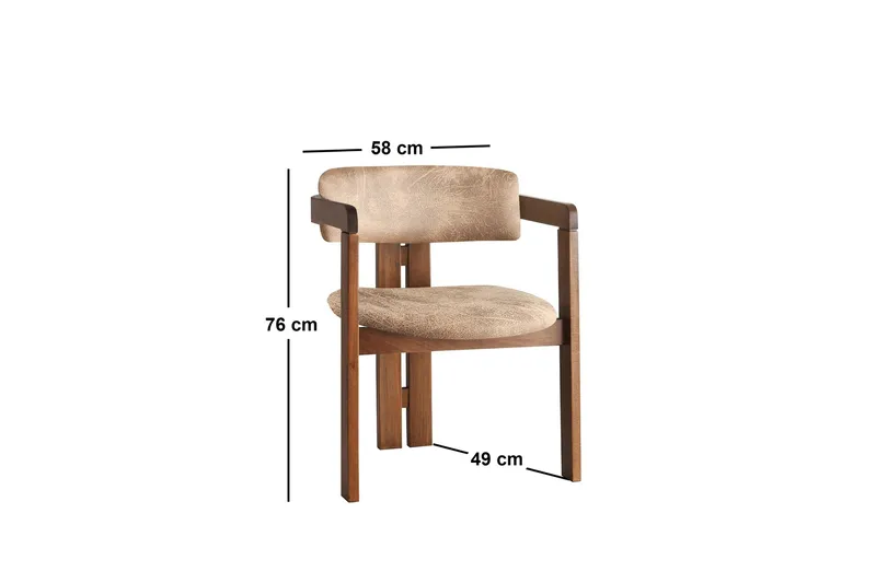 Dellon Lenestol - Valnøtt/Beige - Møbler - Stoler - Spisestuestoler & kjøkkenstoler