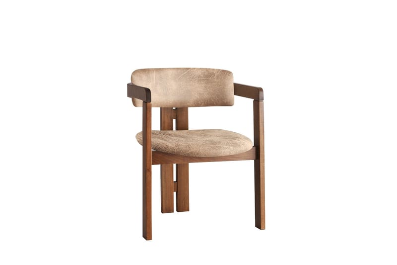 Dellon Lenestol - Valnøtt/Beige - Møbler - Stoler - Spisestuestoler & kjøkkenstoler